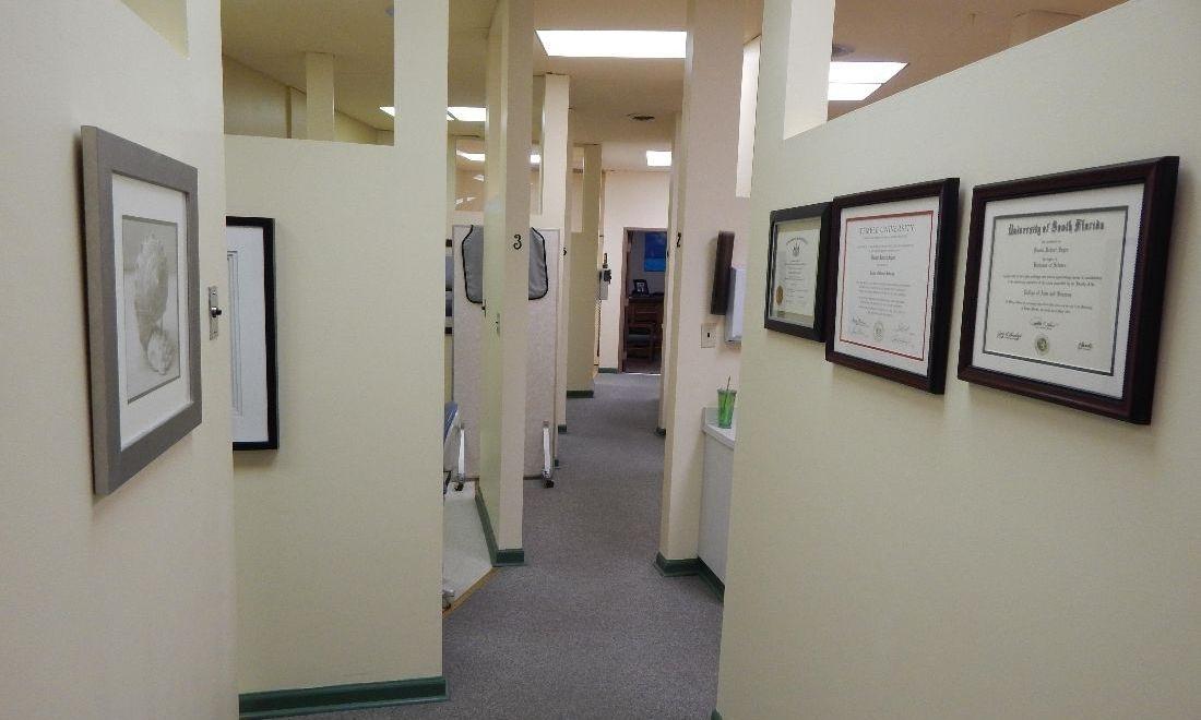 Hallway of treatment rooms at dentist office in Aston PA